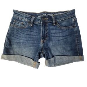 Gap Sexy Boyfriend Shorts Womens 0/25 Dark Blue Denim Cuffed Casual Summer